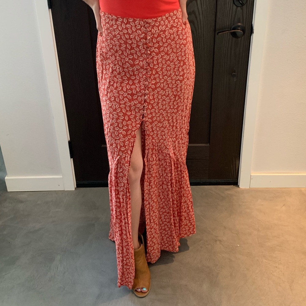 Orange hi-low skirt